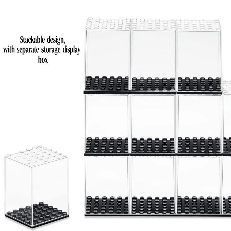 20 Pack Dustproof Display Boxes for Lego Minifigures Single Minifigure Storage Case for Collectors Black