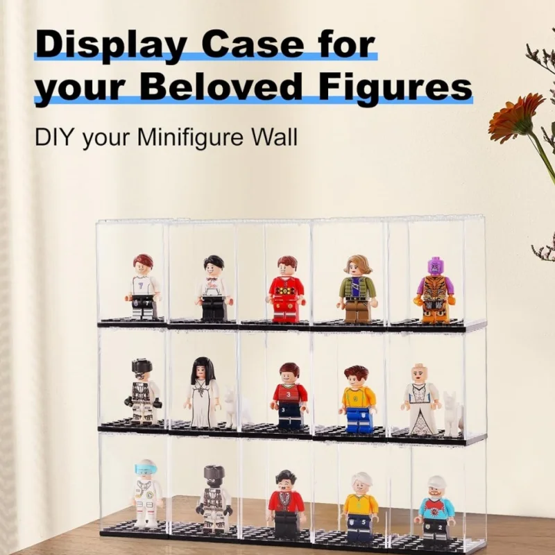 20 Pack Dustproof Display Boxes for Lego Minifigures Single Minifigure Storage Case for Collectors Black
