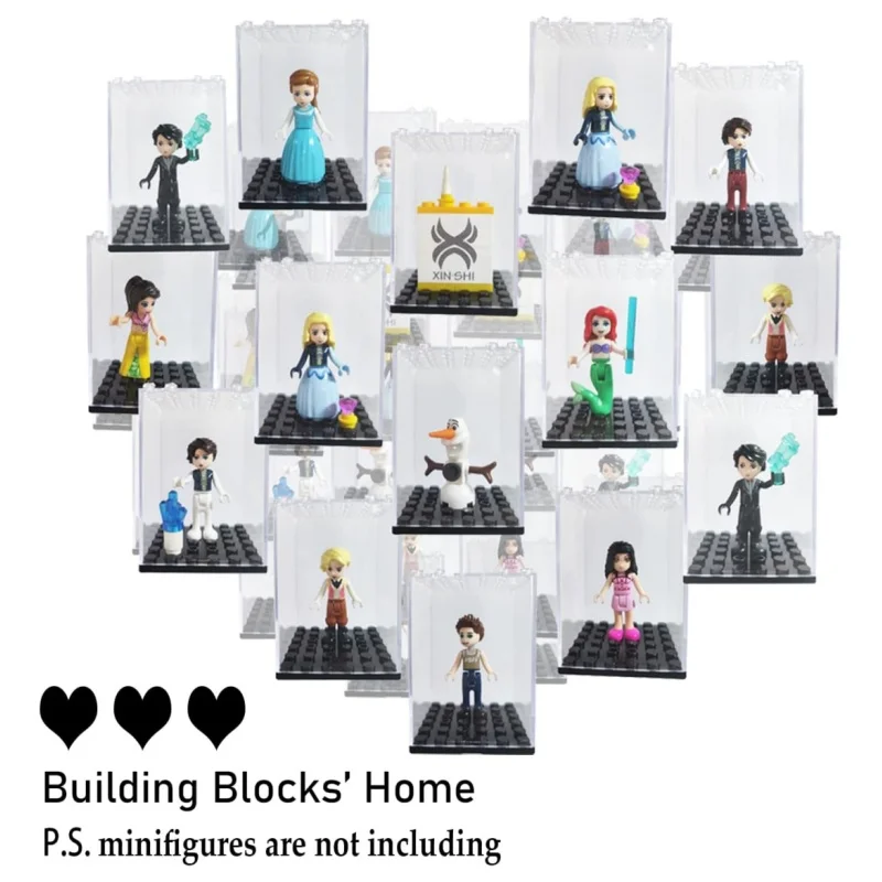 20 Pack Dustproof Display Boxes for Lego Minifigures Single Minifigure Storage Case for Collectors Black