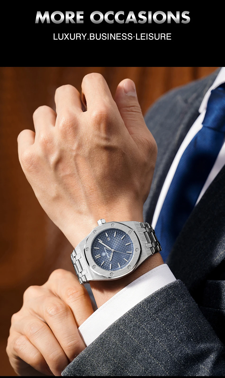 PAAZOMU Luxury Quartz Man Wristwatch Sport Men Watches Waterproof Luminous Date Week Stainless Steel Men's Watch Male Reloj+box