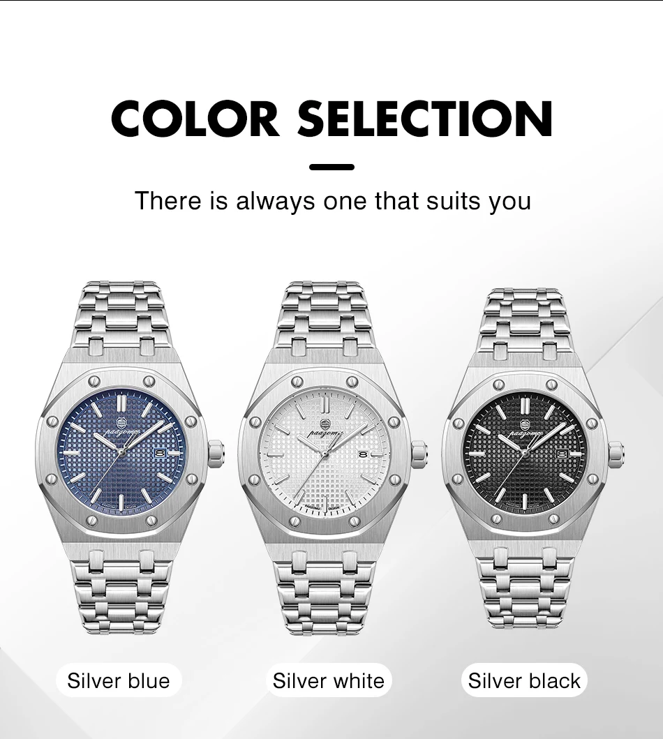 PAAZOMU Luxury Quartz Man Wristwatch Sport Men Watches Waterproof Luminous Date Week Stainless Steel Men's Watch Male Reloj+box