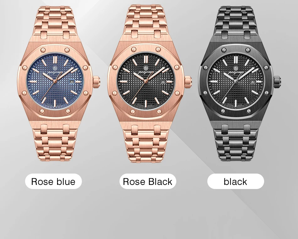 PAAZOMU Luxury Quartz Man Wristwatch Sport Men Watches Waterproof Luminous Date Week Stainless Steel Men's Watch Male Reloj+box