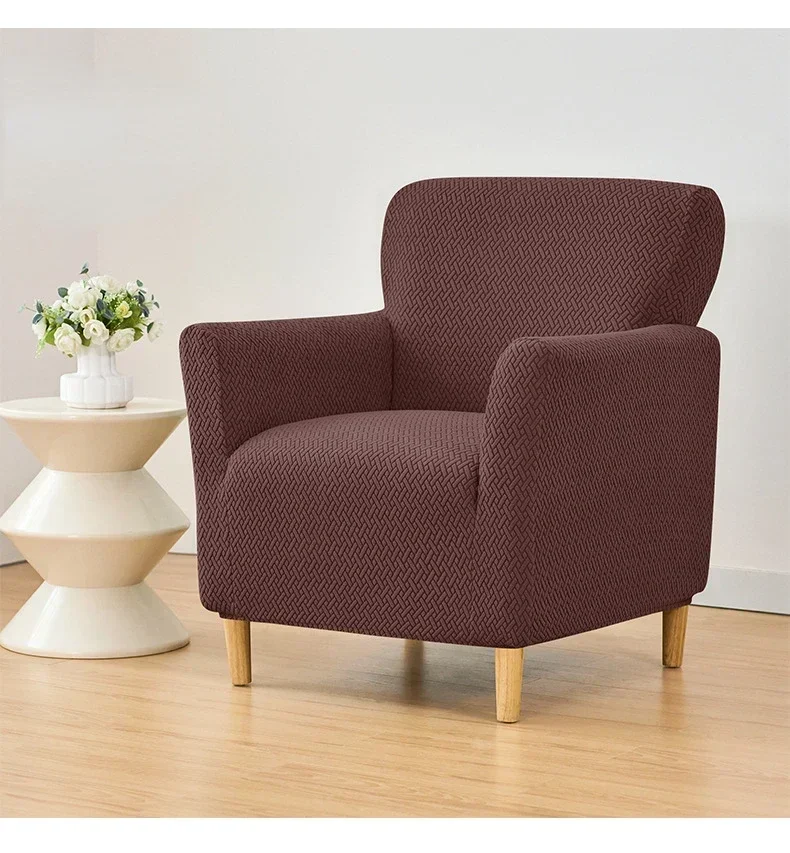 Jacquard Tub Sofa Cover Elastic Single Club Chair Slipcovers Stretch Spandex Armchair Covers for Bar Counter Living Room