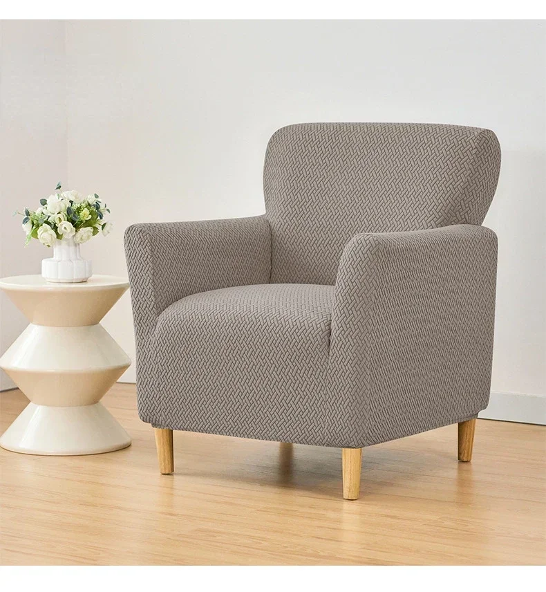 Jacquard Tub Sofa Cover Elastic Single Club Chair Slipcovers Stretch Spandex Armchair Covers for Bar Counter Living Room