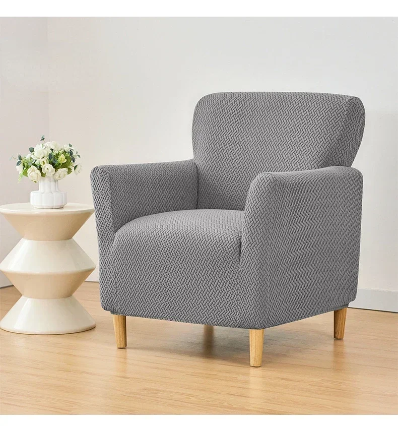 Jacquard Tub Sofa Cover Elastic Single Club Chair Slipcovers Stretch Spandex Armchair Covers for Bar Counter Living Room