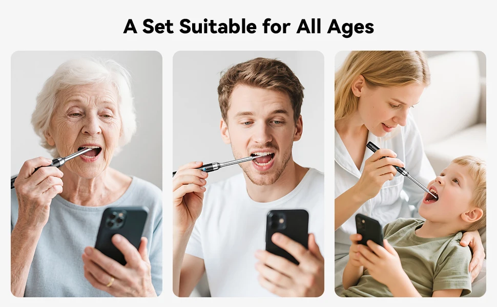 Visual Tonsil Stone Cleaner with Camera and Light 5pcs Heads USB Rechargeable Compatible with IOS and Android Simple and Safty
