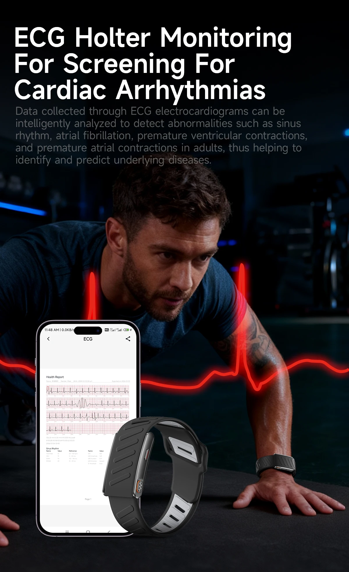 2026New Sport Fitness Tracker Smart Band Blood Oxygen Pressure Uric Acid Blood Lipid ECG Waterproof Smart Bracelet For Men Women