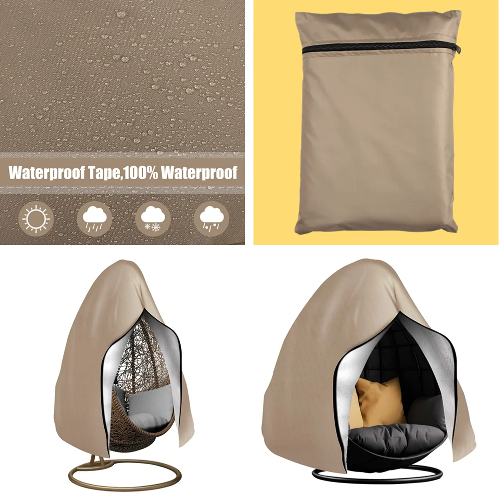 Patio Hanging Egg Chair Cover Waterproof 210D Heavy Duty Windproof Single/Double Swing Seat Chair Slipcover Garden Dust Protect