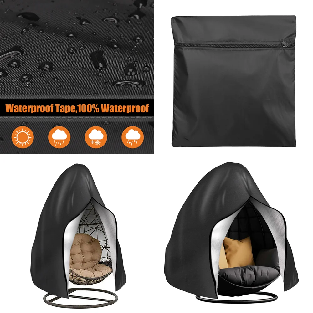 Patio Hanging Egg Chair Cover Waterproof 210D Heavy Duty Windproof Single/Double Swing Seat Chair Slipcover Garden Dust Protect