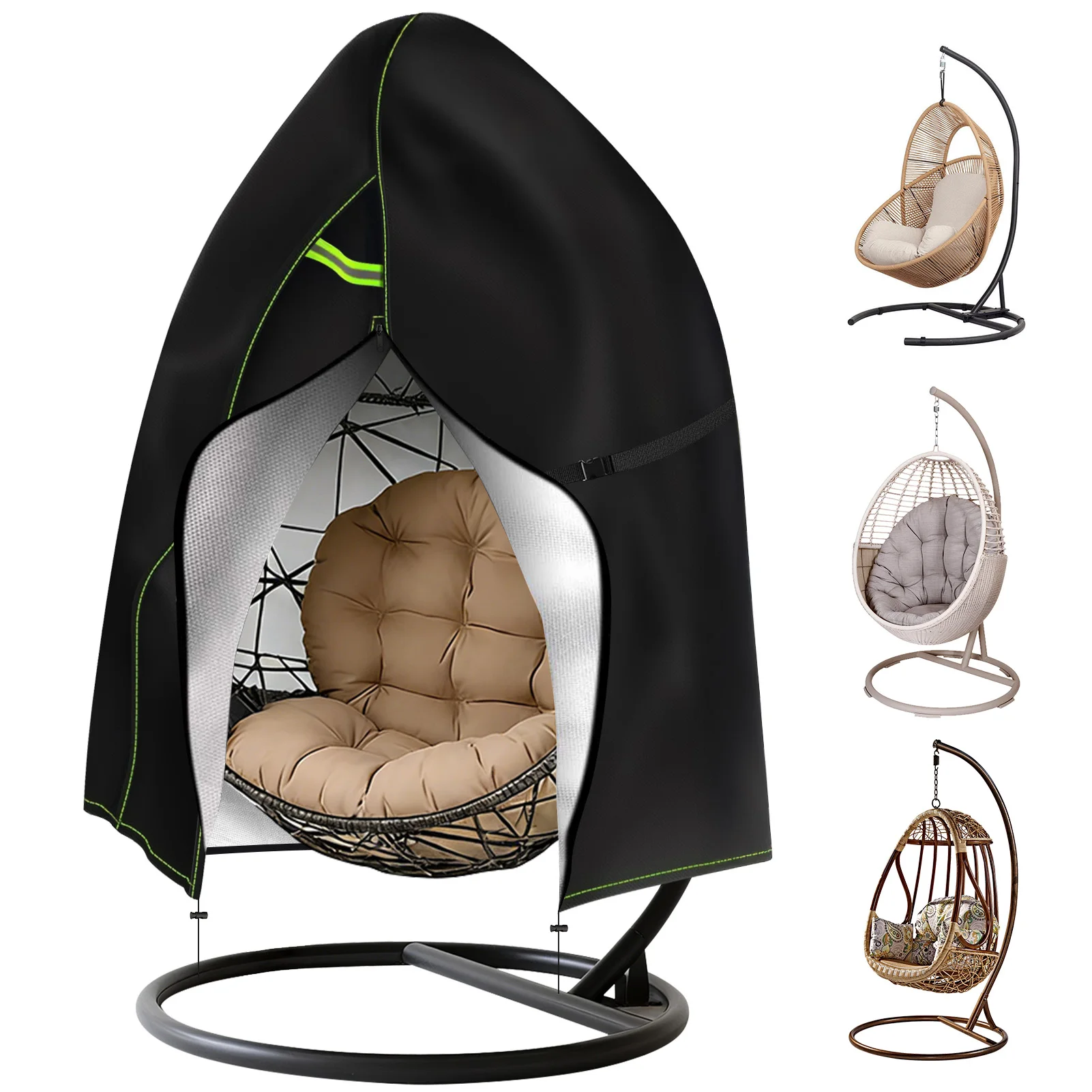 Patio Hanging Egg Chair Cover Waterproof 210D Heavy Duty Windproof Single/Double Swing Seat Chair Slipcover Garden Dust Protect