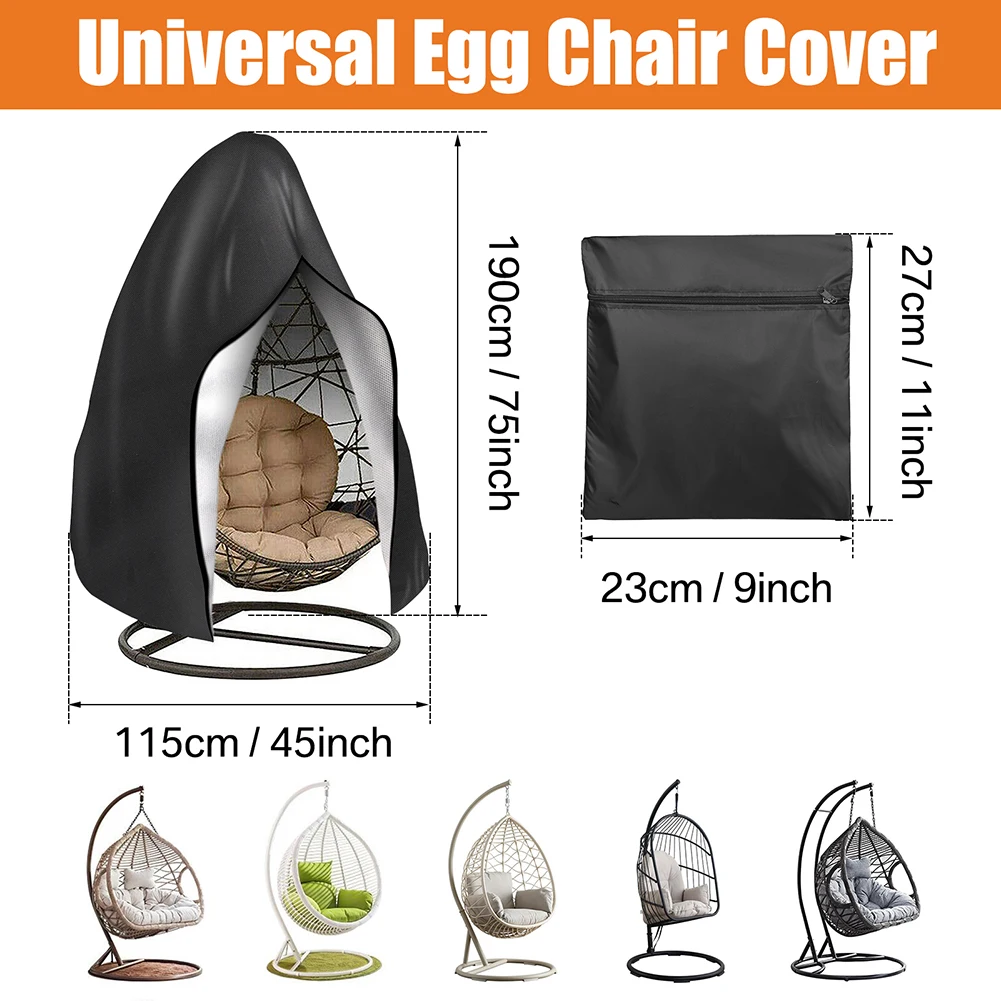 Patio Hanging Egg Chair Cover Waterproof 210D Heavy Duty Windproof Single/Double Swing Seat Chair Slipcover Garden Dust Protect