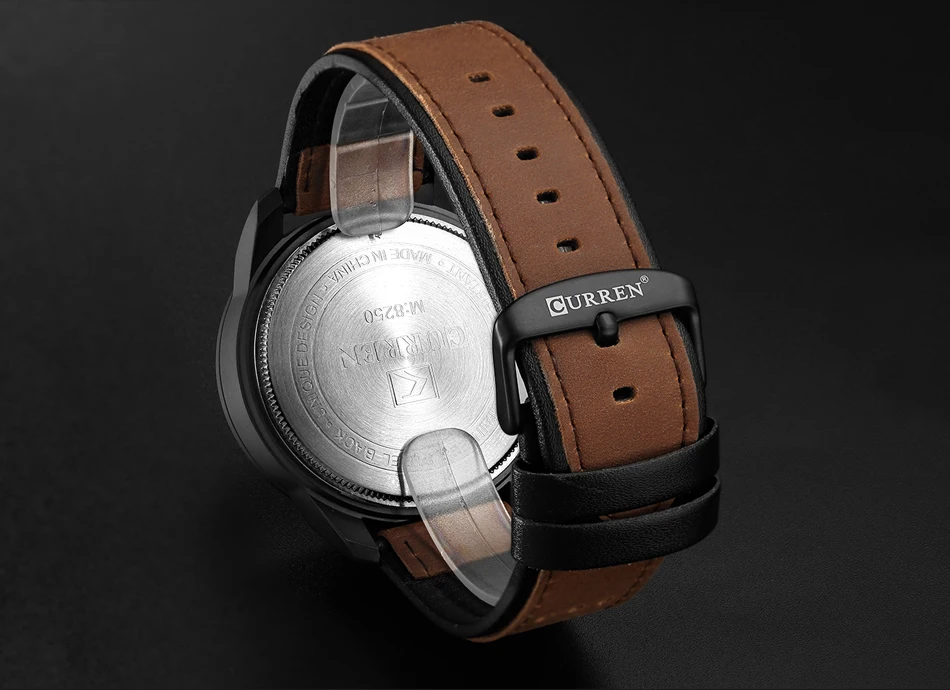CURREN 8250 Men's Waterproof Casual Three-Hand Watch Business Leather Breathable Strap Wristwatch