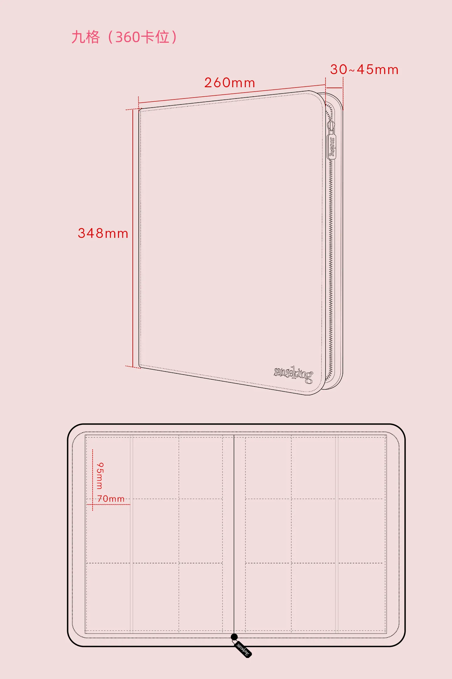 For Pokemon Premium Zipper 4/9/12 Pocket PU Card Binder Aesthetic Pink White Album for Pokemon Cards Game Collection Fan Photos
