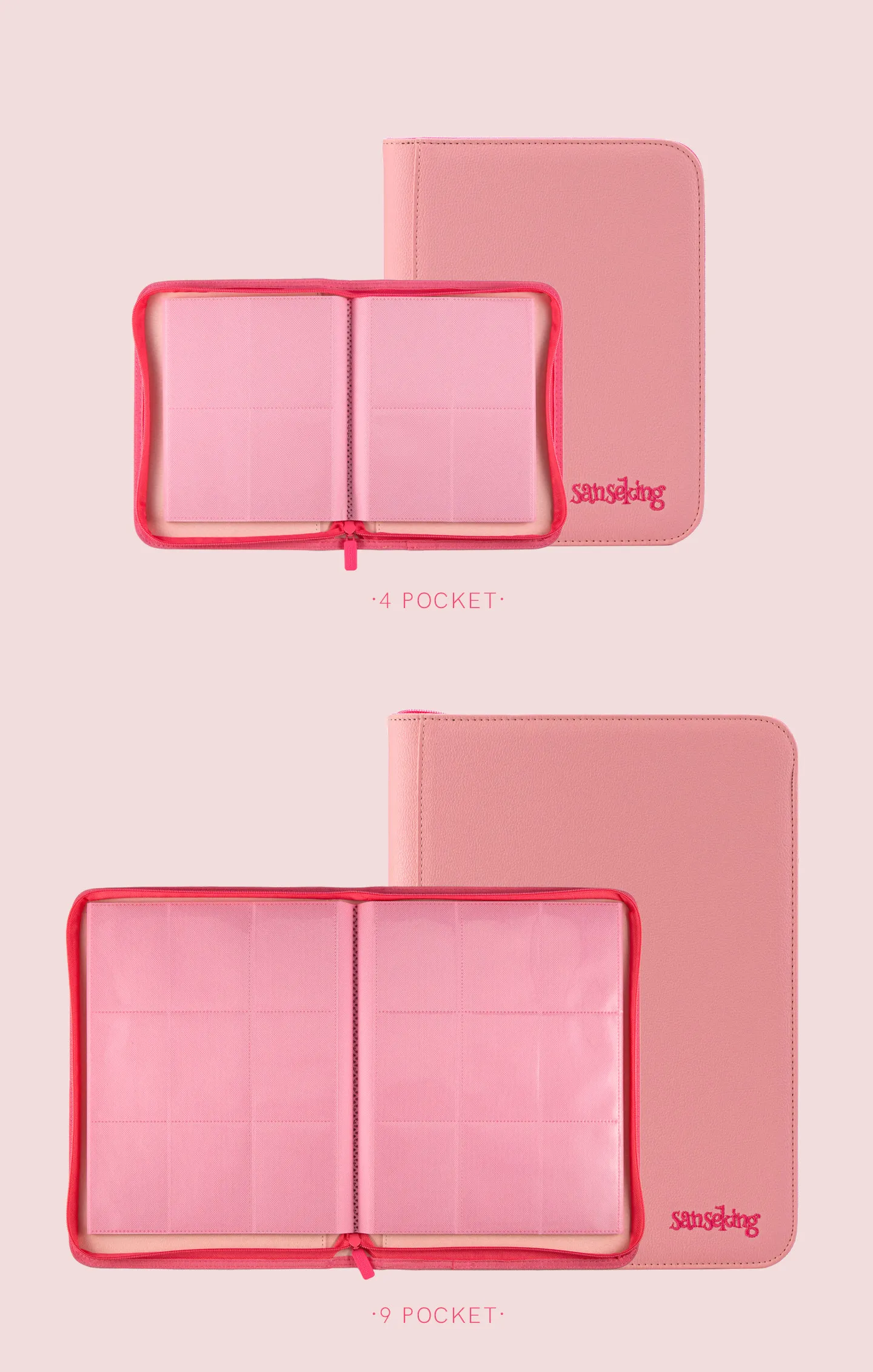 For Pokemon Premium Zipper 4/9/12 Pocket PU Card Binder Aesthetic Pink White Album for Pokemon Cards Game Collection Fan Photos