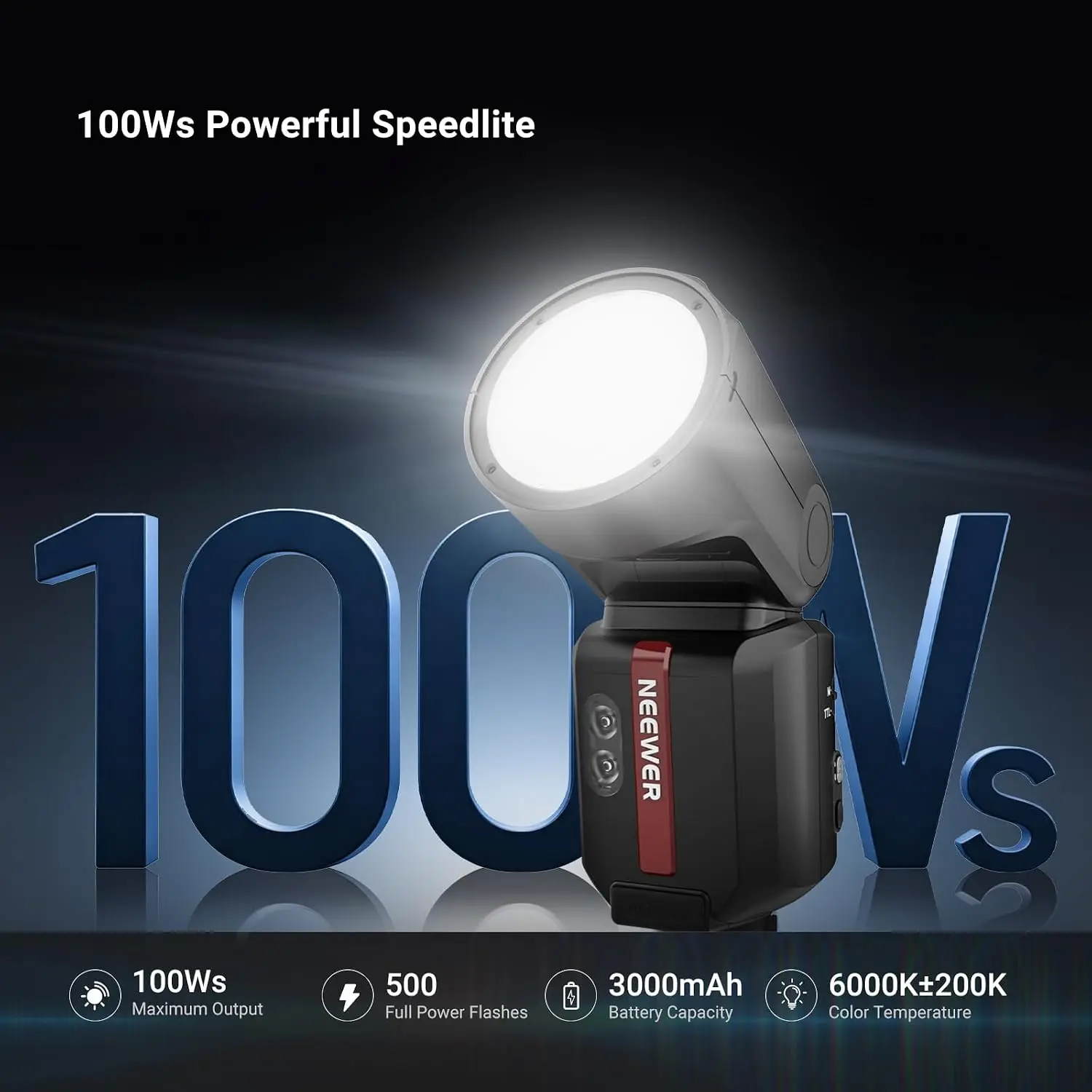  NEEWER Z3R 100Ws 2.4G TTL Round Head Flash Speedlite For Canon Nikon Sony, 1/8000s HSS, Touchscreen, Compatible with Godox