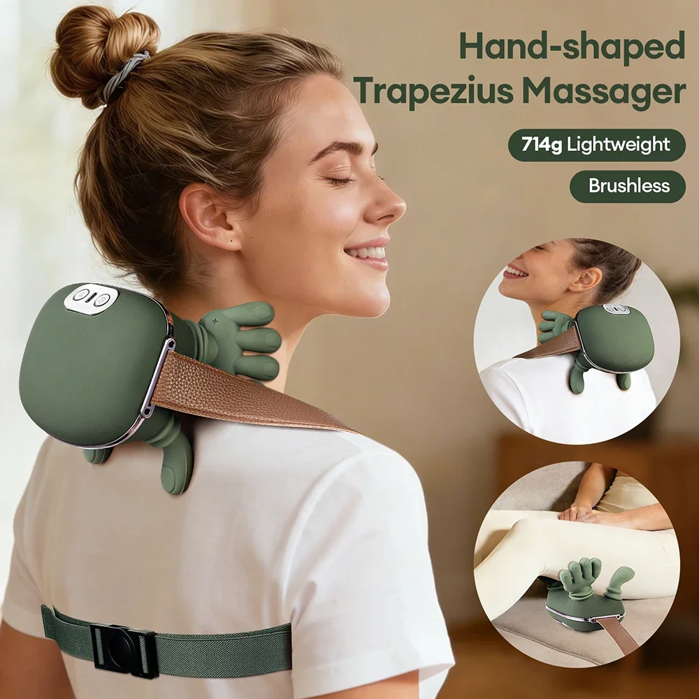 Wireless Neck Cervical Trapezius Kneading Massage Shawl 4D Bionic Finger Neck Shoulder Massager Brushless Motor Neck Masajeador