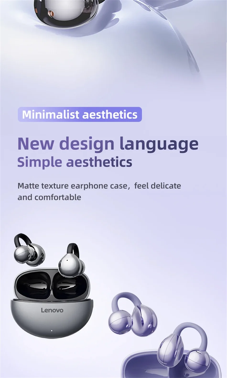 TA410 Lenovo Clip-on Sports Fashion Headphone Hanging Earplugs TWS HIFI ACC Stereo HD Call Smart Headphone Valentine's Day Gifts
