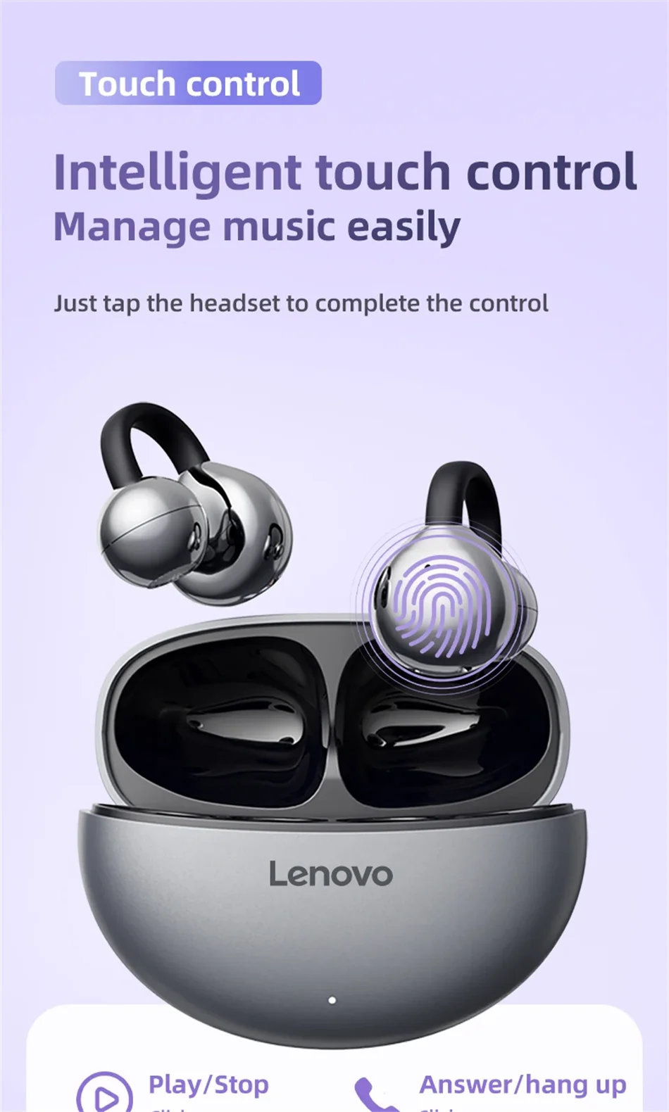 TA410 Lenovo Clip-on Sports Fashion Headphone Hanging Earplugs TWS HIFI ACC Stereo HD Call Smart Headphone Valentine's Day Gifts