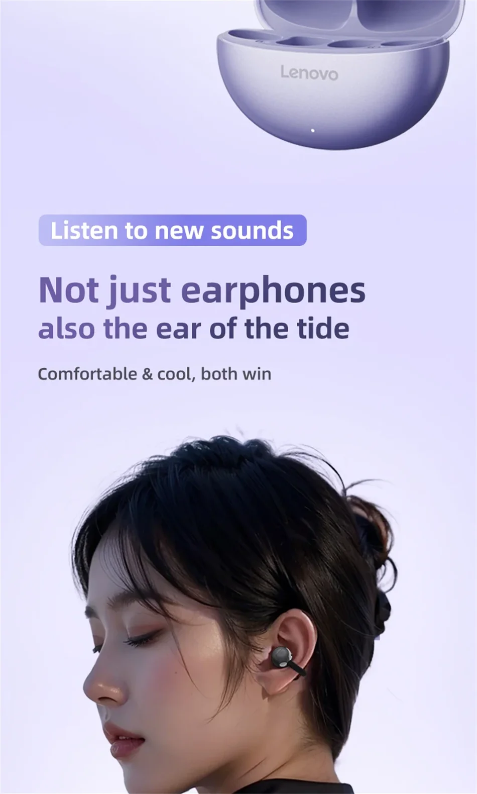 TA410 Lenovo Clip-on Sports Fashion Headphone Hanging Earplugs TWS HIFI ACC Stereo HD Call Smart Headphone Valentine's Day Gifts