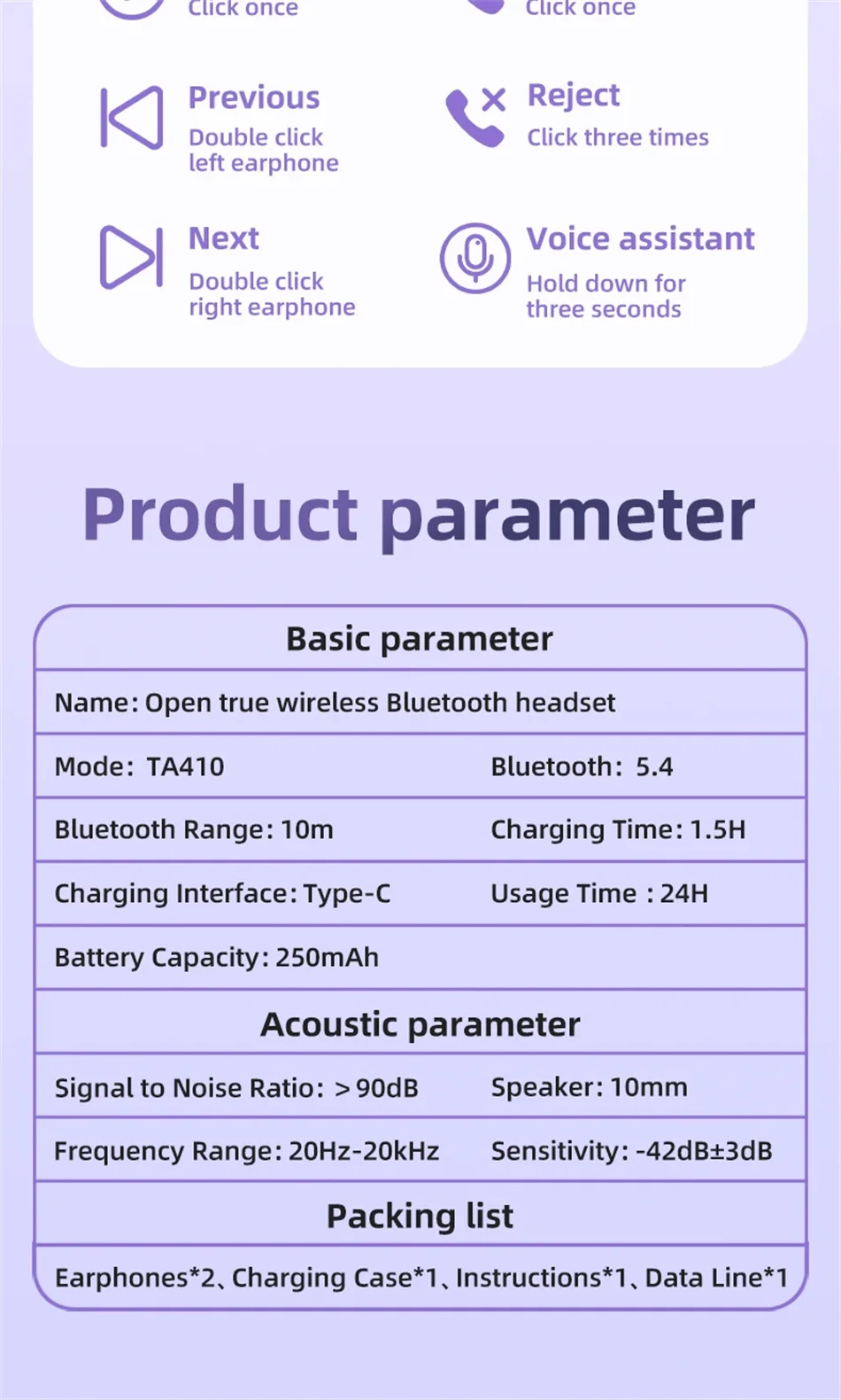 TA410 Lenovo Clip-on Sports Fashion Headphone Hanging Earplugs TWS HIFI ACC Stereo HD Call Smart Headphone Valentine's Day Gifts