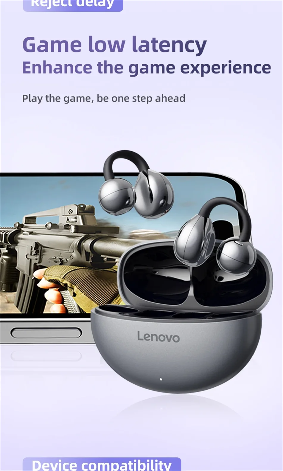 TA410 Lenovo Clip-on Sports Fashion Headphone Hanging Earplugs TWS HIFI ACC Stereo HD Call Smart Headphone Valentine's Day Gifts