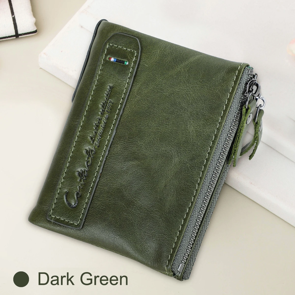 CONTACT'S HOT Genuine Crazy Horse Cowhide Leather Men Wallet Short Coin Purse Small Vintage Wallets Brand High Quality Designer