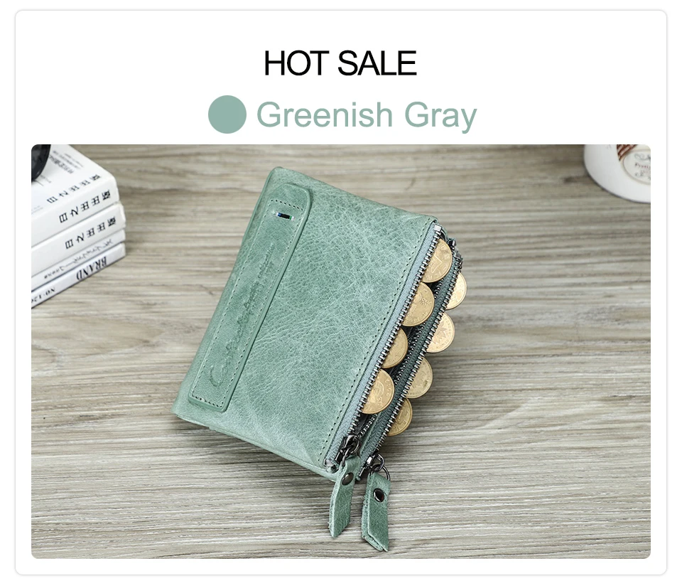 CONTACT'S HOT Genuine Crazy Horse Cowhide Leather Men Wallet Short Coin Purse Small Vintage Wallets Brand High Quality Designer