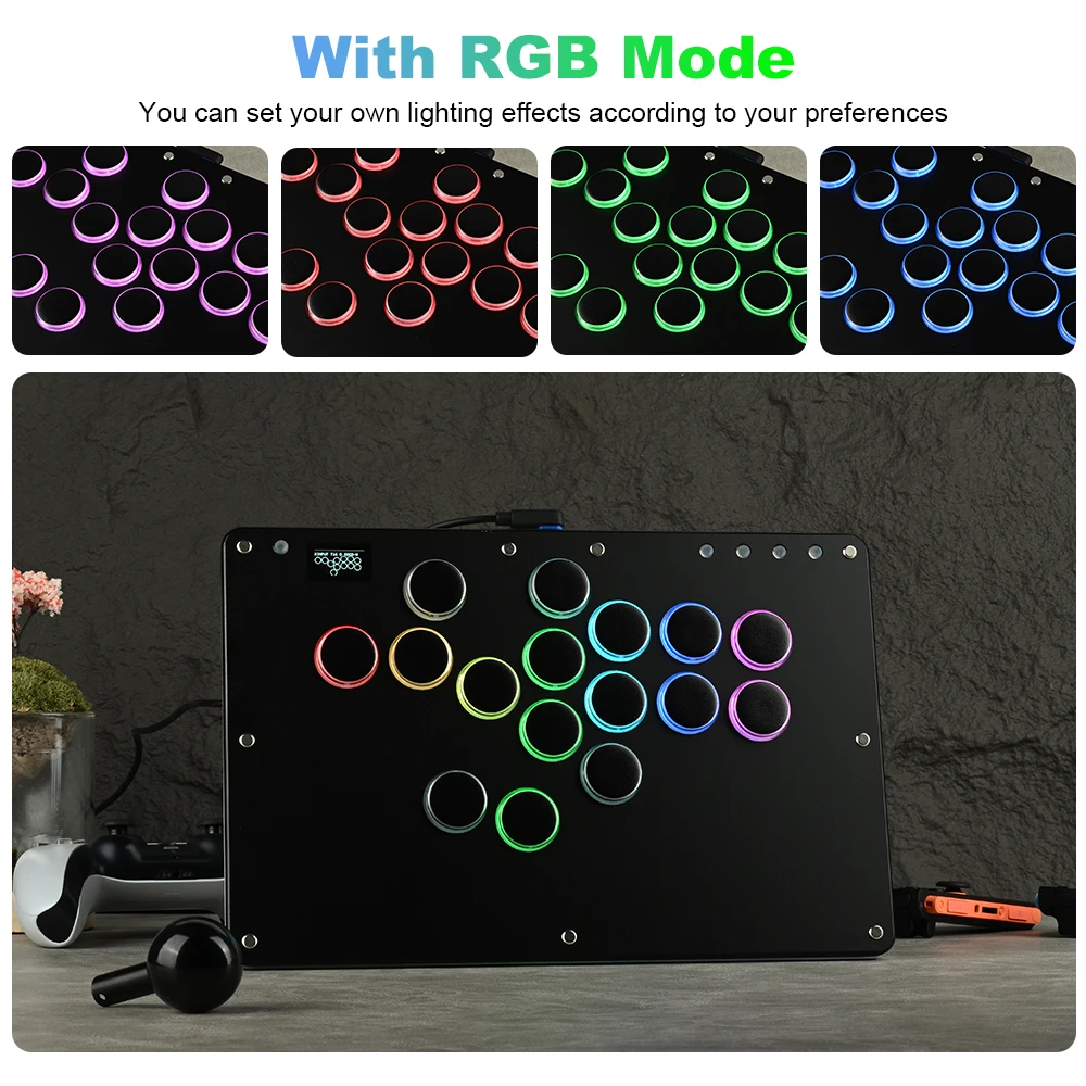 Haute42 T16 Black Stickless Hitbox Controller Leverless Arcade Fightstick For PC/PS4/PS5/Switch Fighting Game Hitbox Leverless