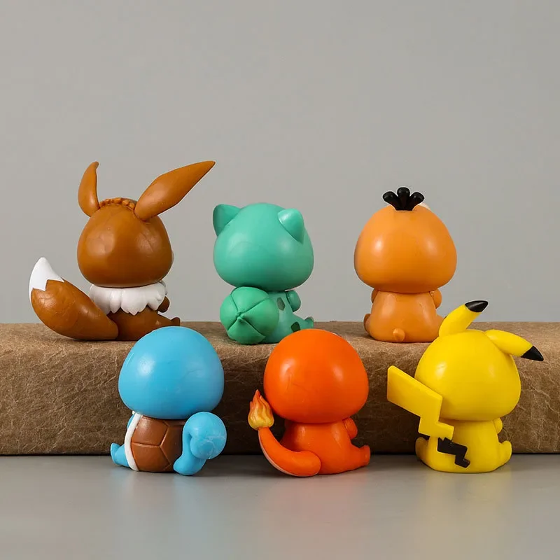 6Pcs/Set Q Version Anime Crayon Shin-chan Figure Shin-chan COS Pokémon Pikachu Action Figure Room Decorations PVC Collection Toy