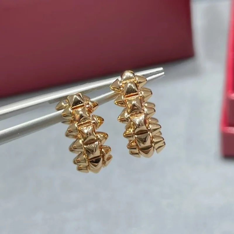 925 Silver Gold-Plated Women's Willow Nail Earrings Fashionable Classic Luxurious Exquisite Jewelry for Ladies