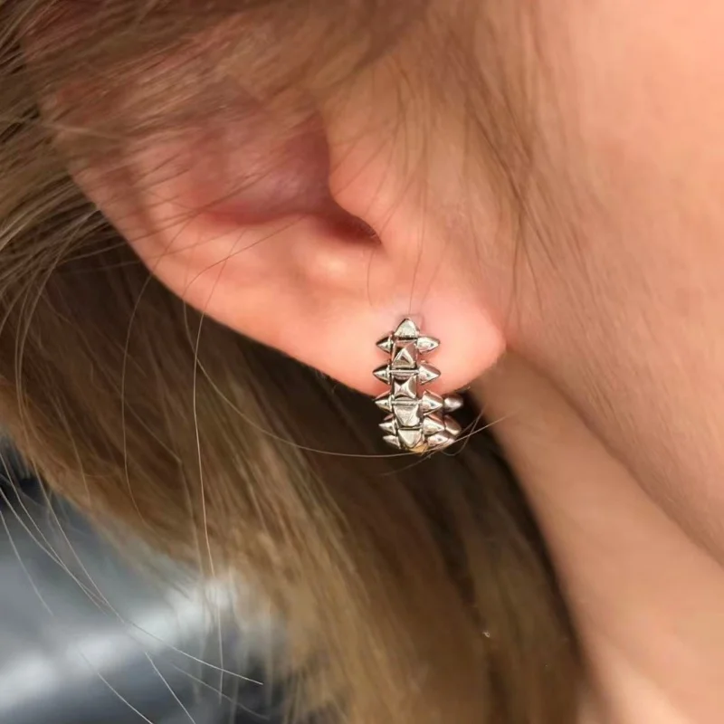 925 Silver Gold-Plated Women's Willow Nail Earrings Fashionable Classic Luxurious Exquisite Jewelry for Ladies