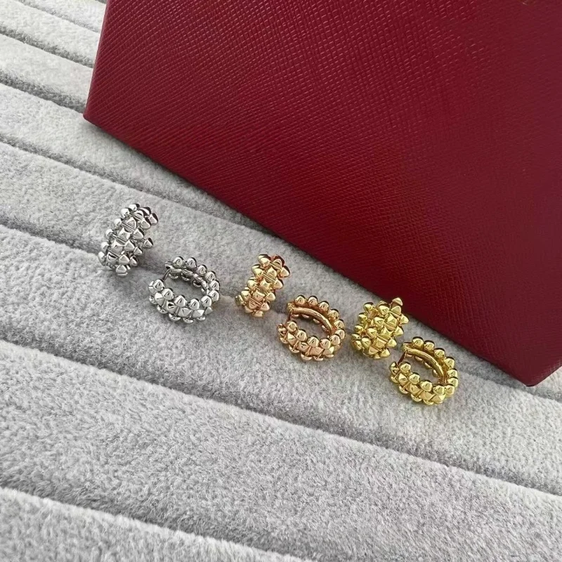 925 Silver Gold-Plated Women's Willow Nail Earrings Fashionable Classic Luxurious Exquisite Jewelry for Ladies