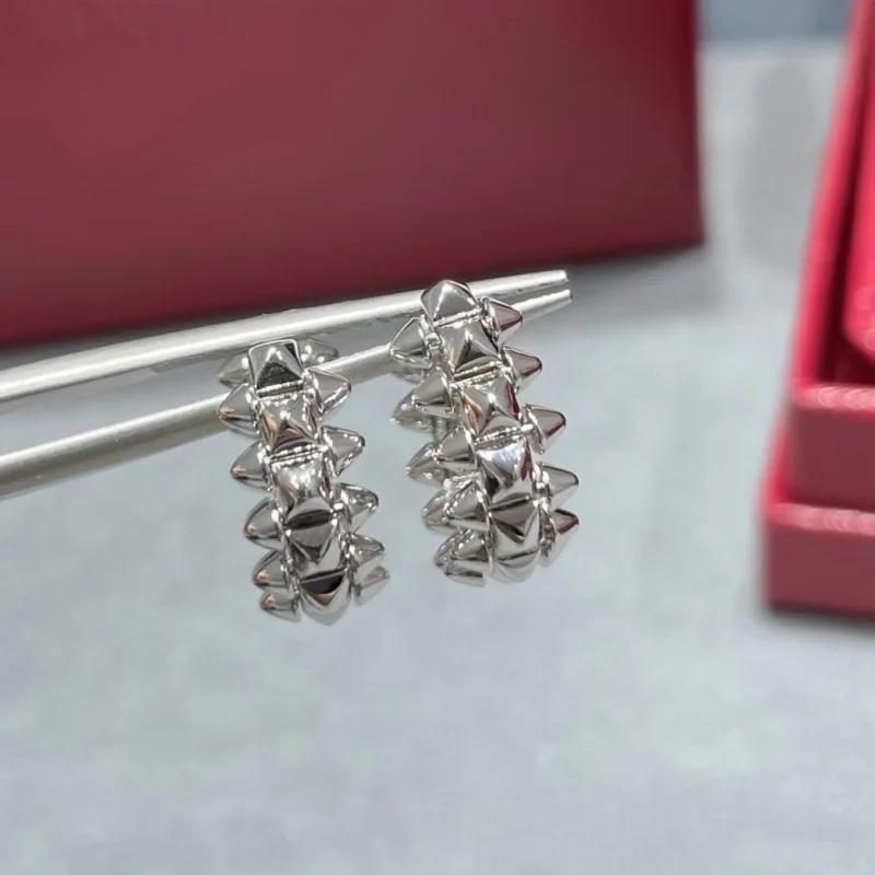925 Silver Gold-Plated Women's Willow Nail Earrings Fashionable Classic Luxurious Exquisite Jewelry for Ladies