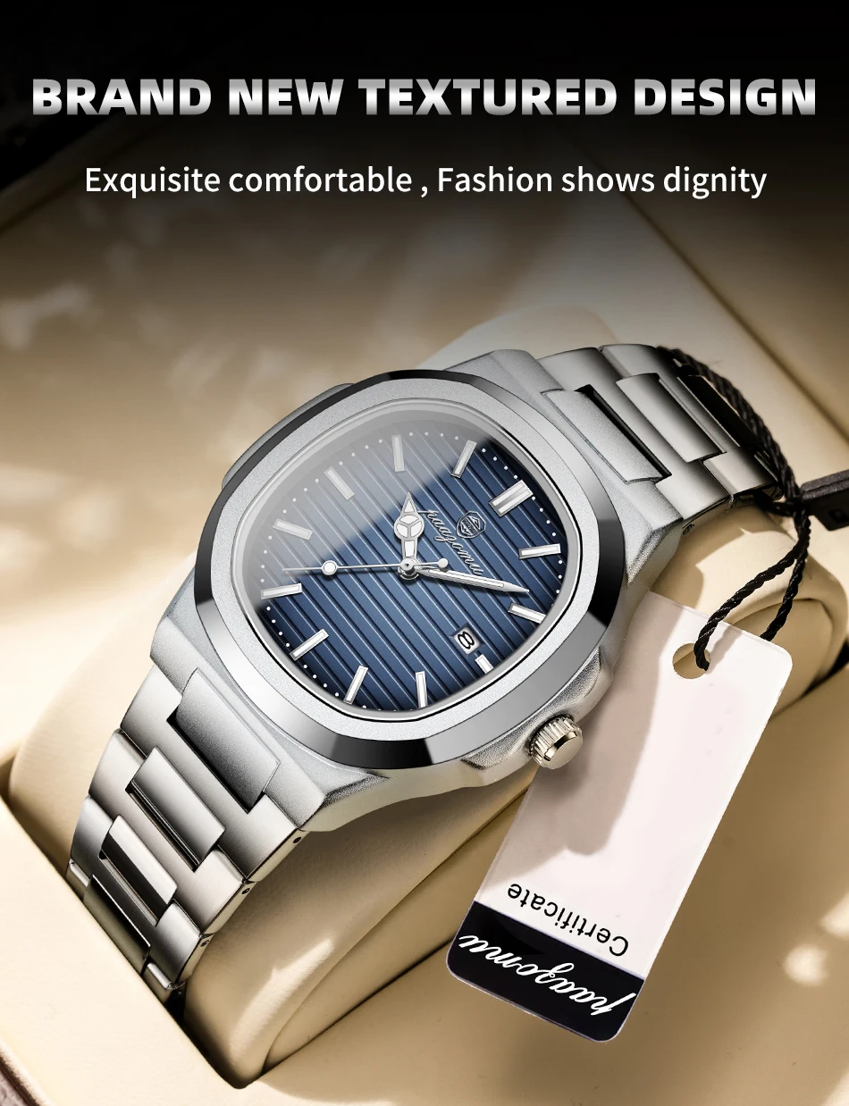 PAAZOMU Luxury Brand Men's Quartz Wristwatch Stainless Steel Waterproof Luminous Date Man Clock Square Business Watches For Men