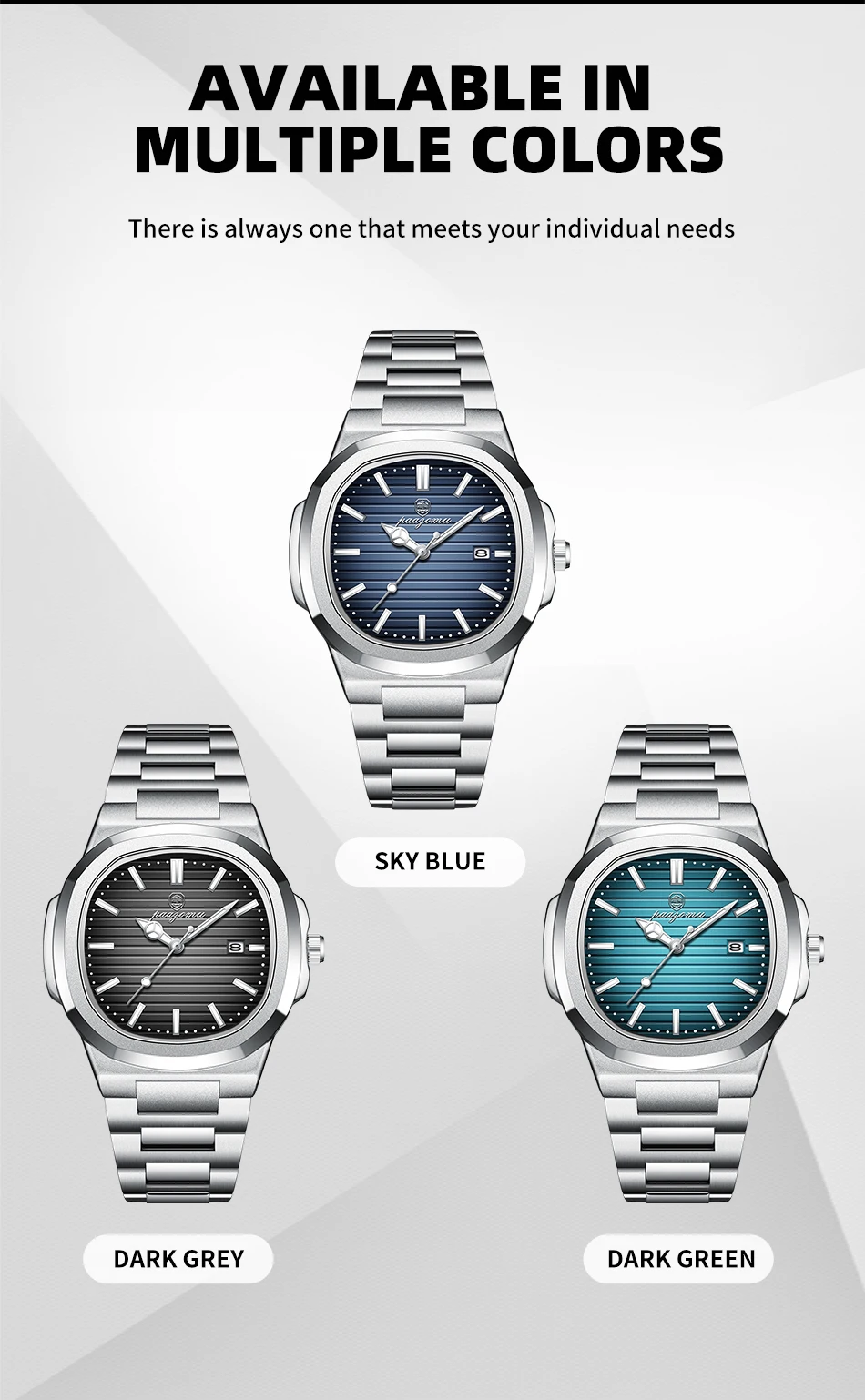 PAAZOMU Luxury Brand Men's Quartz Wristwatch Stainless Steel Waterproof Luminous Date Man Clock Square Business Watches For Men