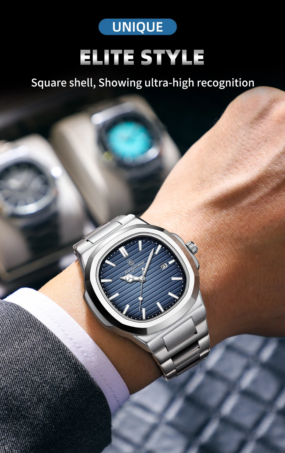 PAAZOMU Luxury Brand Men's Quartz Wristwatch Stainless Steel Waterproof Luminous Date Man Clock Square Business Watches For Men