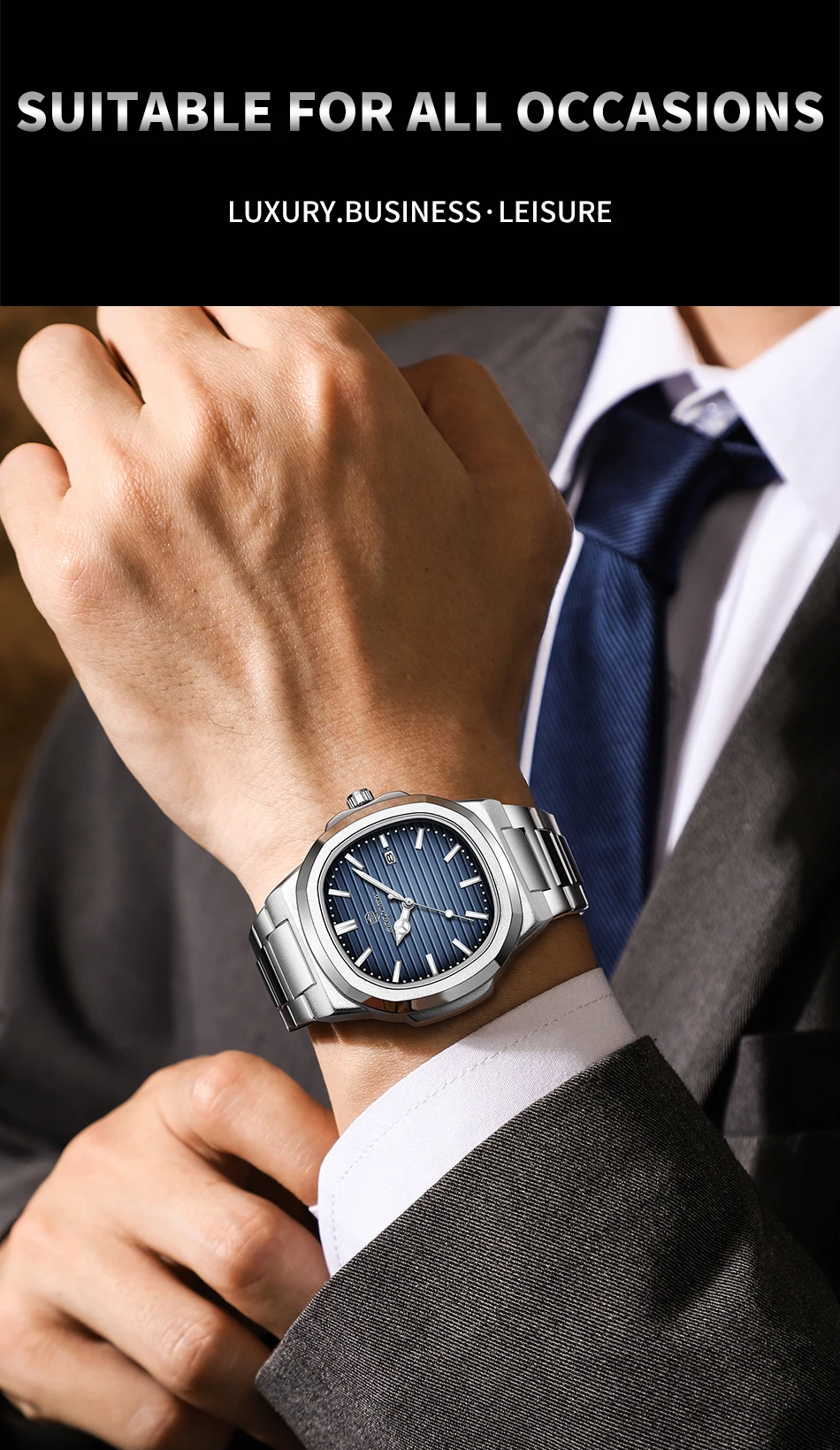 PAAZOMU Luxury Brand Men's Quartz Wristwatch Stainless Steel Waterproof Luminous Date Man Clock Square Business Watches For Men