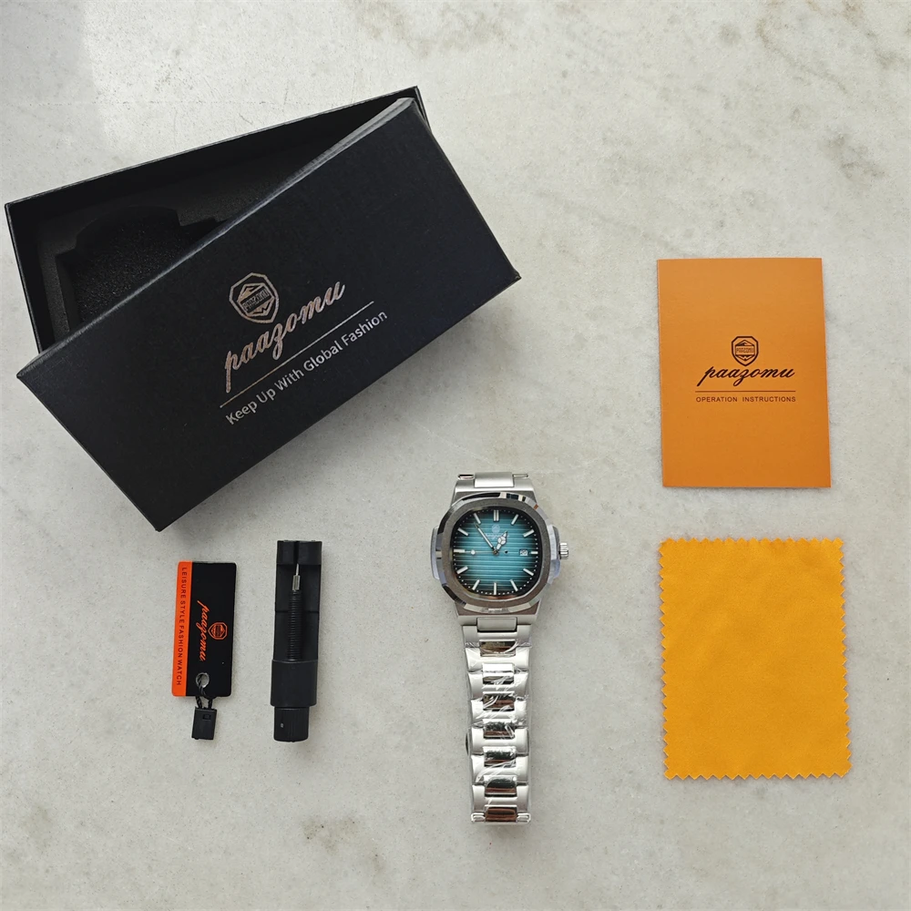 PAAZOMU Luxury Brand Men's Quartz Wristwatch Stainless Steel Waterproof Luminous Date Man Clock Square Business Watches For Men