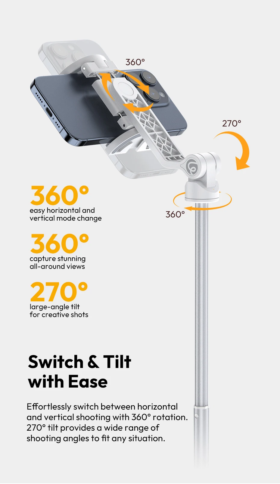Ulanzi TT88 Overhead Selfie Stick 1.44M with MagSafe Clamp Photograph Tripod for Phone Livestreaming Vlog with Remote Control Double Cold Shoe Remote Controller Light Desktop Shoot Mantis Bracket