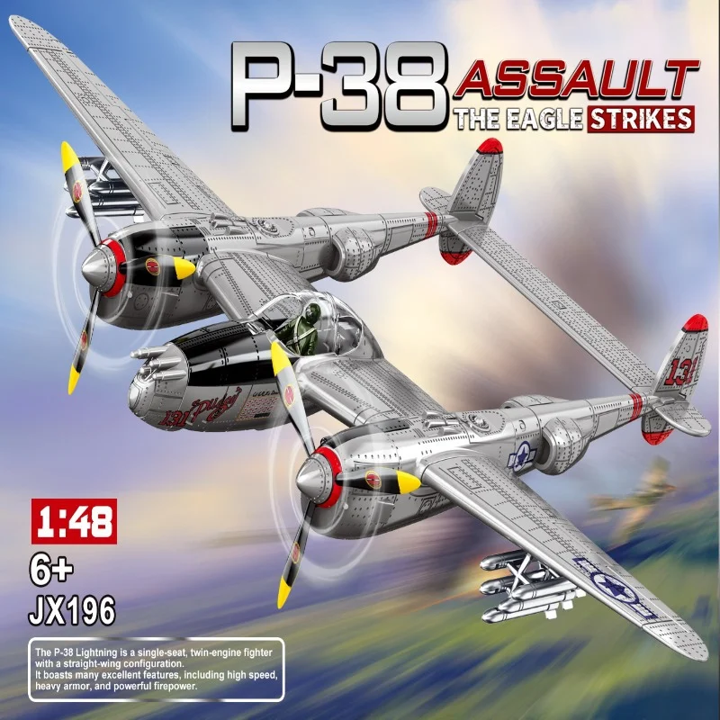 1:48 Military Airplane Assembly Model Lockheed P-38J Lightning Scale Model Kit Decorative Supplies Holiday Gifts