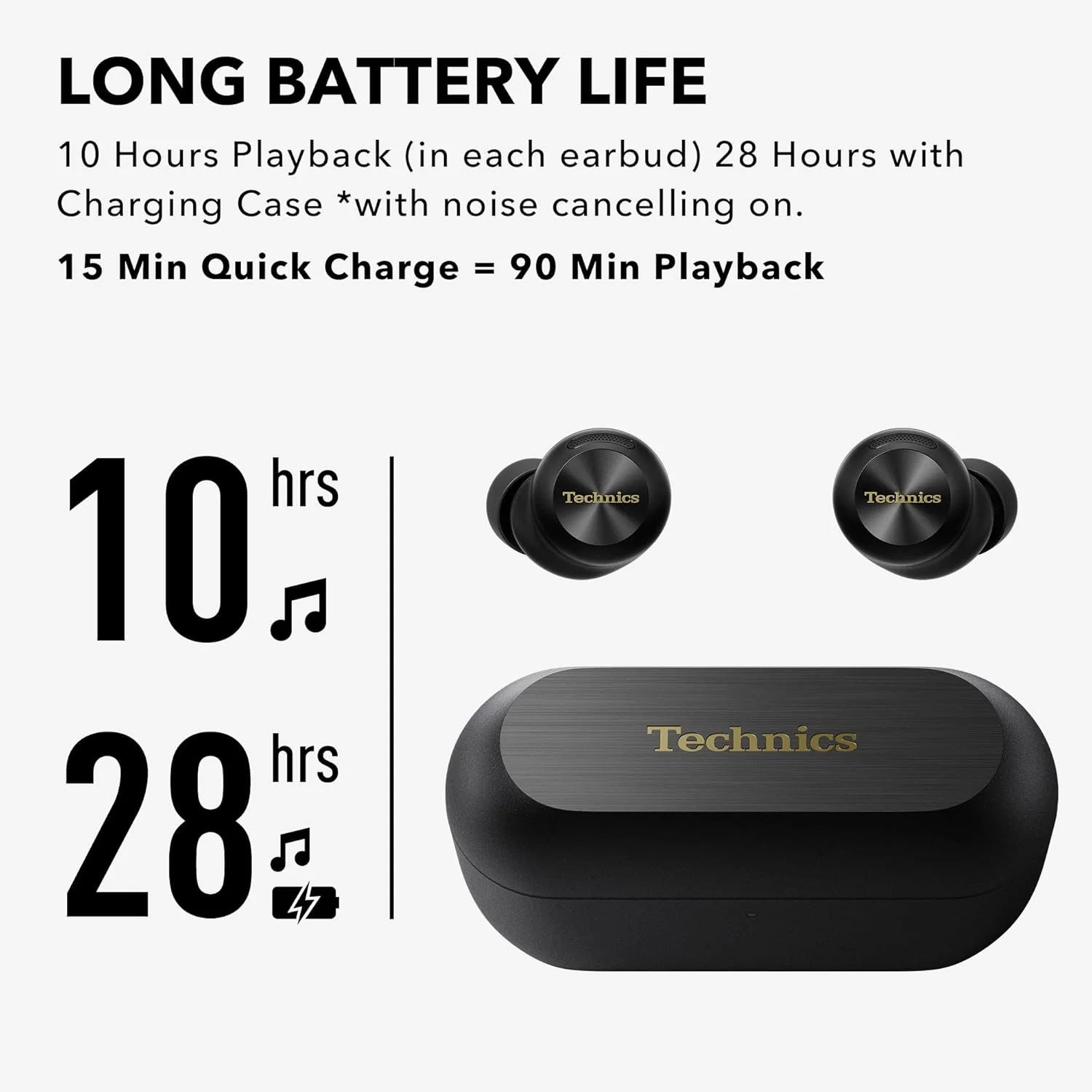 Technics EAH-AZ100 True Wireless Earbuds Magnetic Fluid Driver Hi-Res LDAC Audio Adaptive ANC Noise Cancelling Bluetooth 5.3
