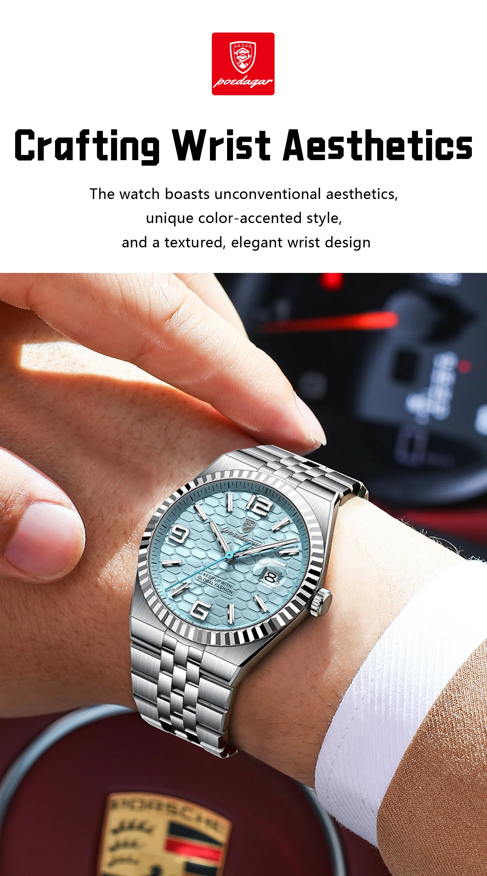 POEDAGAR Top Quartz Men Wristwatch Waterproof Stainless Steel Luminous Man Watch Date Fashion Exquisite Men's Watches Male Reloj