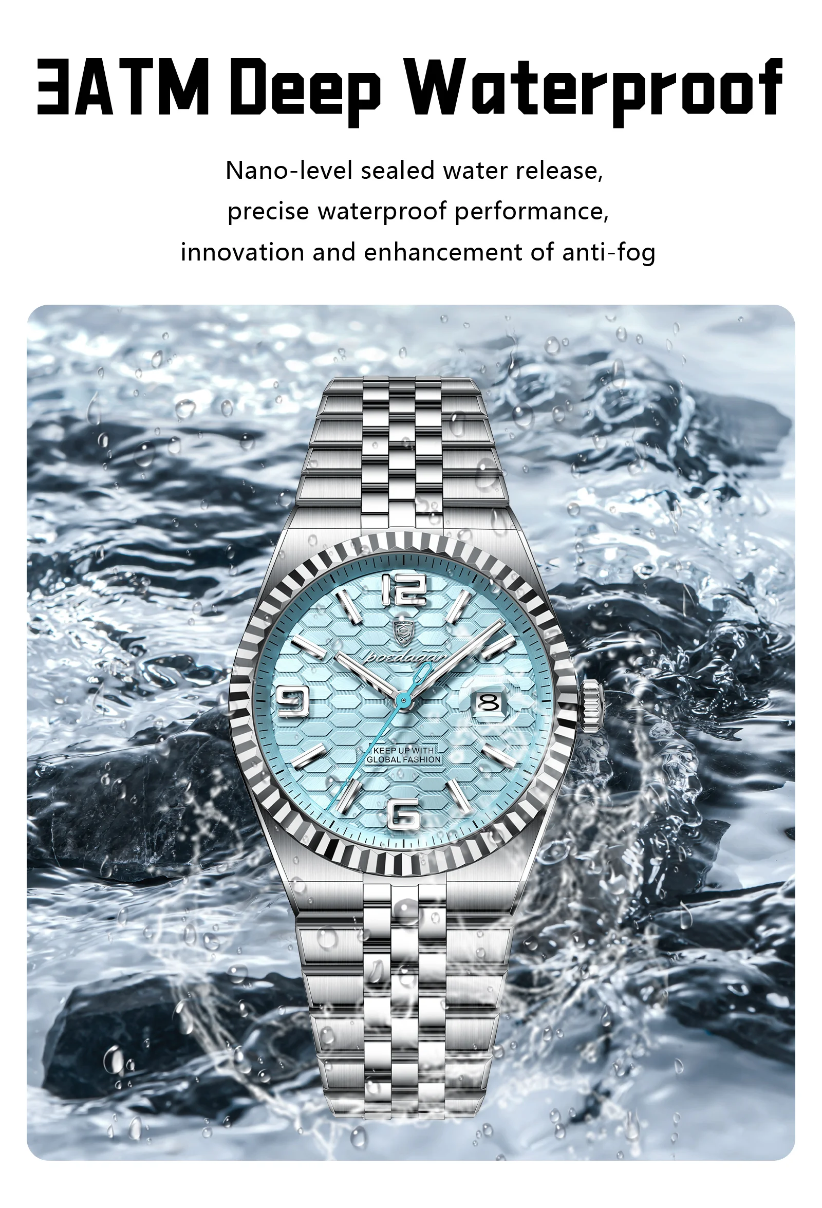 POEDAGAR Top Quartz Men Wristwatch Waterproof Stainless Steel Luminous Man Watch Date Fashion Exquisite Men's Watches Male Reloj