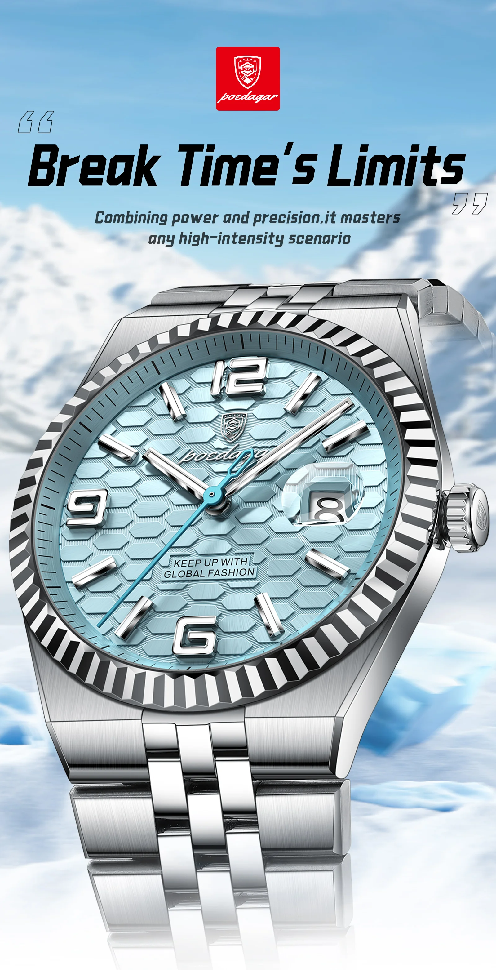 POEDAGAR Top Quartz Men Wristwatch Waterproof Stainless Steel Luminous Man Watch Date Fashion Exquisite Men's Watches Male Reloj