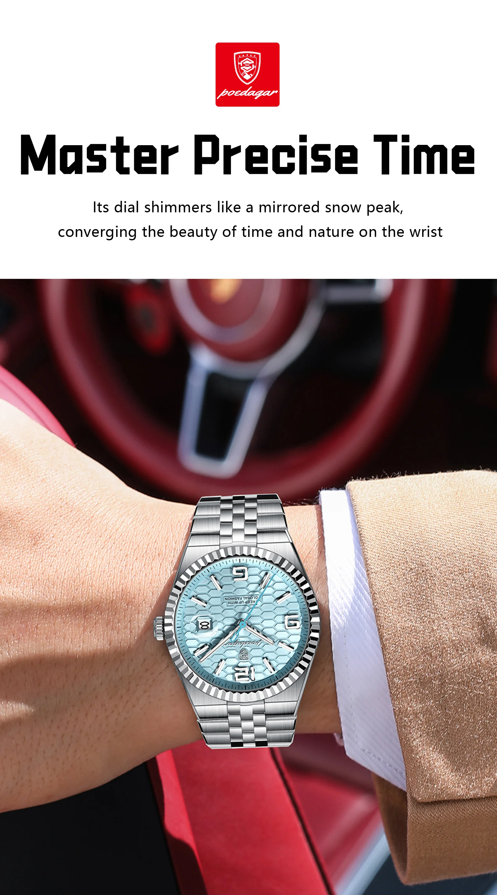 POEDAGAR Top Quartz Men Wristwatch Waterproof Stainless Steel Luminous Man Watch Date Fashion Exquisite Men's Watches Male Reloj