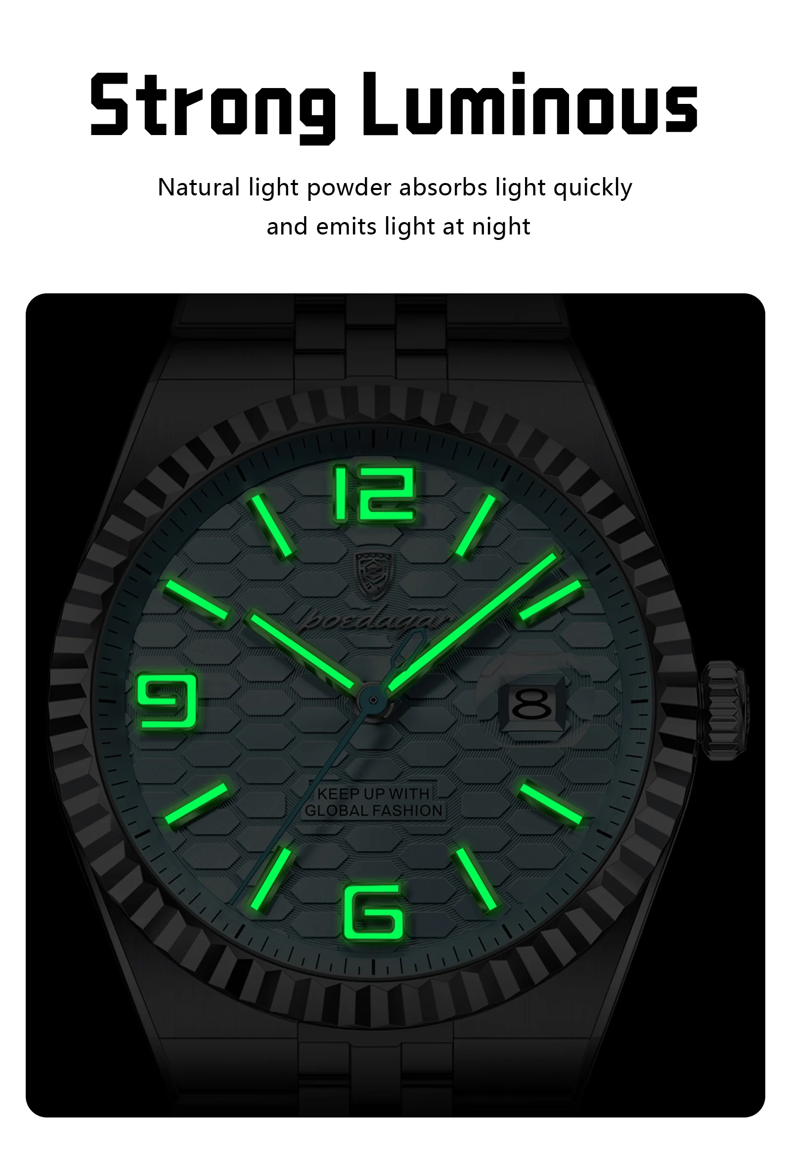 POEDAGAR Top Quartz Men Wristwatch Waterproof Stainless Steel Luminous Man Watch Date Fashion Exquisite Men's Watches Male Reloj