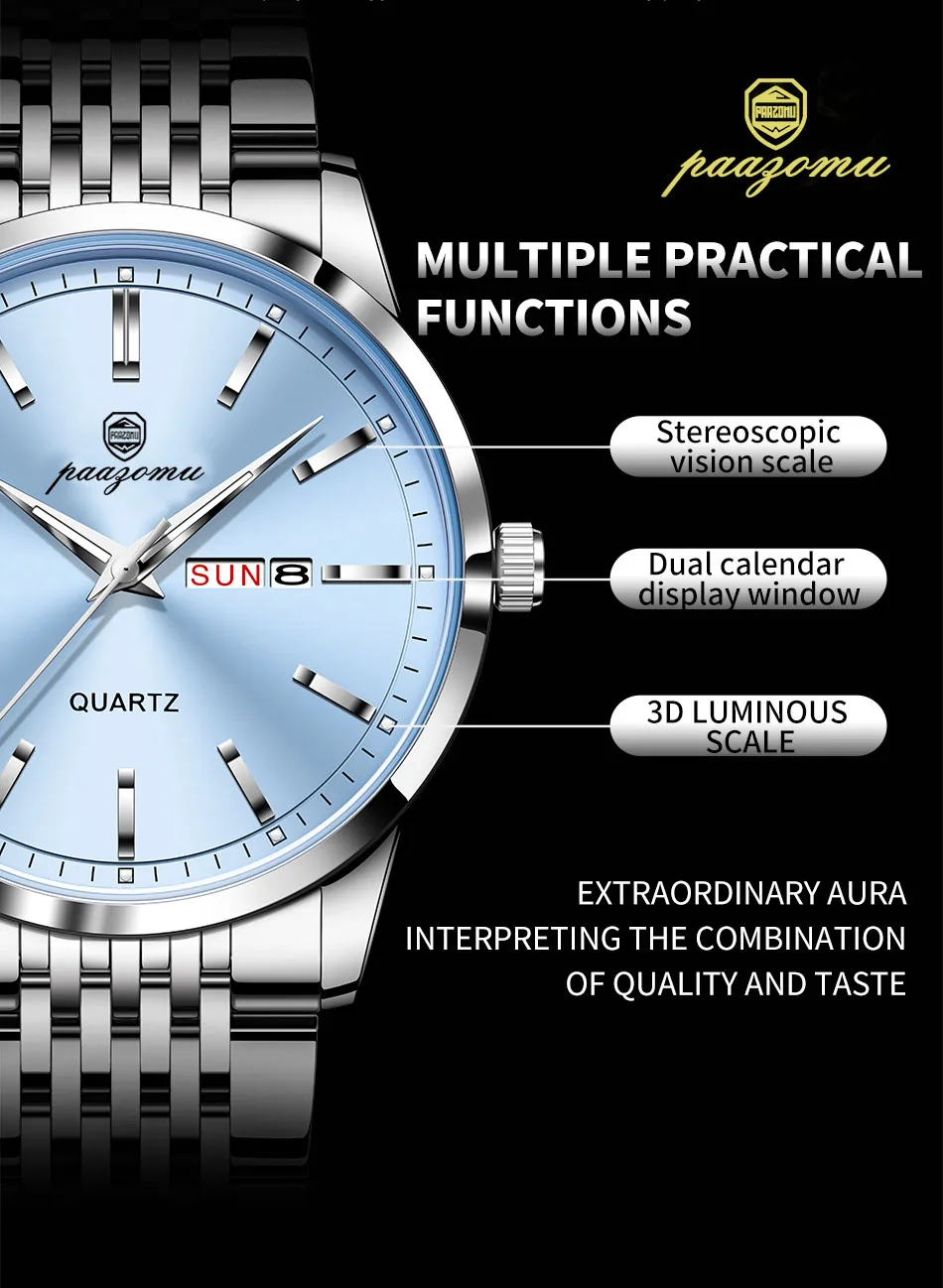 2026 New Top Brand Luxury Man Wristwatch Waterproof Luminous Date Men Watches Stainless Steel Quartz 43mm Men's Watch Male Reloj