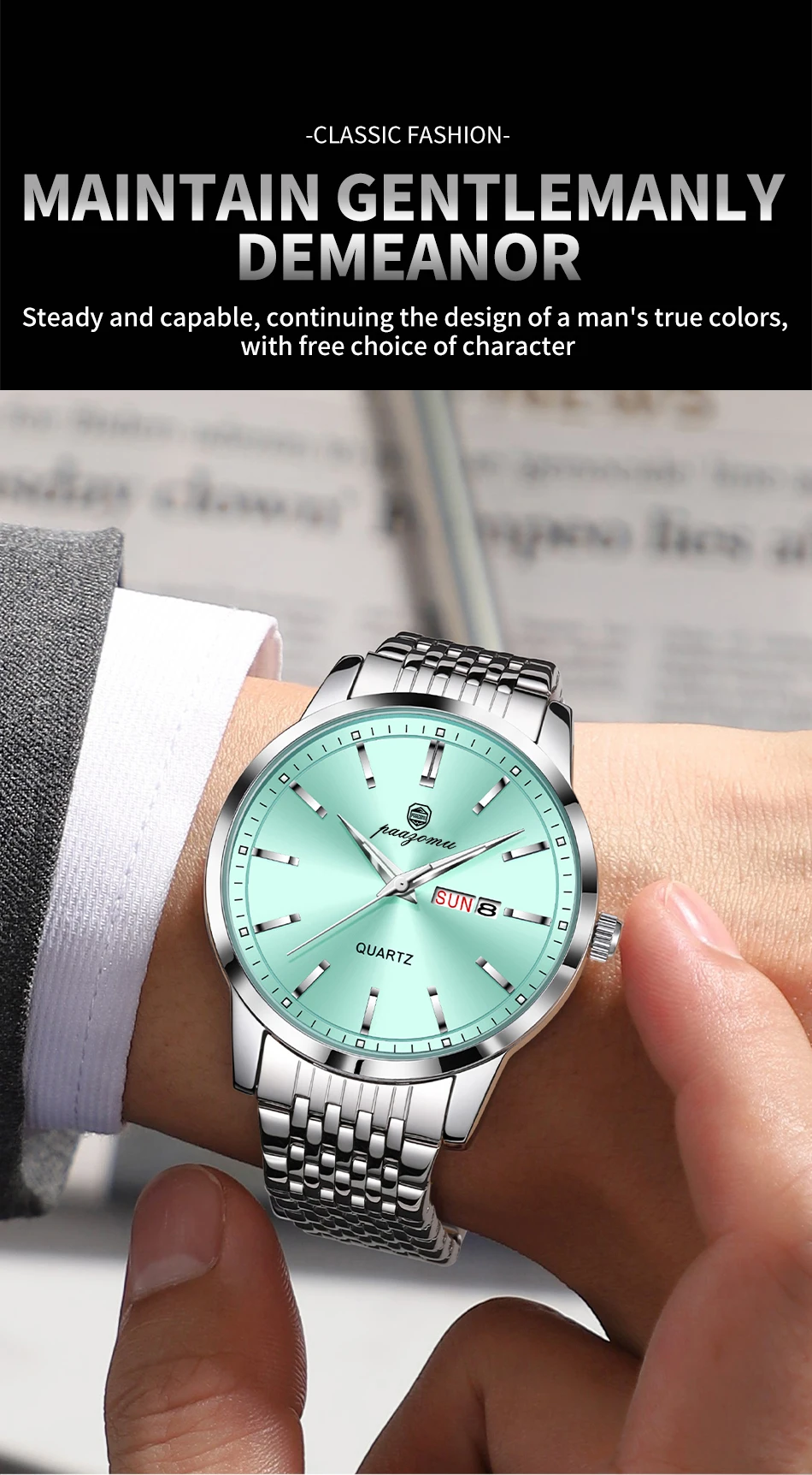2026 New Top Brand Luxury Man Wristwatch Waterproof Luminous Date Men Watches Stainless Steel Quartz 43mm Men's Watch Male Reloj