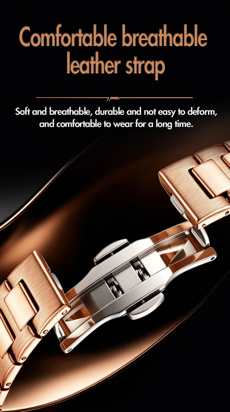 Luxury AIMANA Mens Automatic Watch Stainless Steel Strap Waterproof Luminous Date Calendar Rose Gold Nautilus Style Business Cas