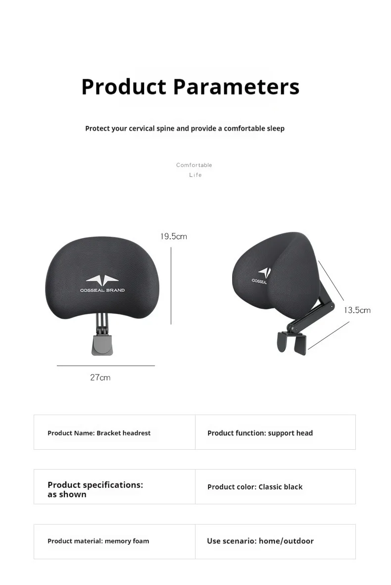 Chair Headrest Universal Ergonomic Office Chair Head Pillow Adjustable Support Cushion for Work Home School